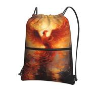 WZYWHJ The Phoenix Reborn In Fire Sac à dos zippé avec cordon de serrage pour randonnée, camping, yoga - Pratique à transporter au quotidien