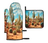 WZYWHJ The Territory of The Cactus Lot de 3 gants de cuisine longs et épais imprimés