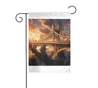 Wzywhj The Towering Bridge Tableau drapeau de jardin d'été double face Décoration cour 30,5 x 45,7 cm