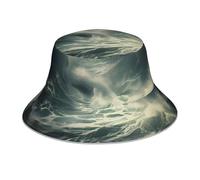 WZYWHJ The Turbulent Sea Surface Printed Reversible Bucket Hat For Men and Women Protection Headwear for Travel and Outdoor Activities Black