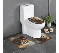 WZYWHJ Tiger Running Lot de 3 tapis de salle de bain imprimés, antidérapants, durables, faciles à nettoyer, adaptés pour la salle de bain et les toilettes