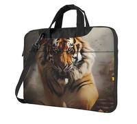 WZYWHJ Tiger Sac à bandoulière ultra-fin pour ordinateur portable Motif course à pied souple résistant aux chocs pour ordinateurs portables, Noir , 15.6 inch