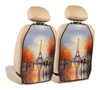 WZYWHJ Tour Eiffel Paris peinture impression siège auto tapis de rangement anti-coups de pied 2 pièces, sac de rangement multifonction protecteur de siège après installation