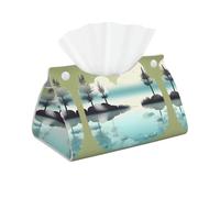 WZYWHJ Tranquil Lakes Boîte de rangement décorative avec sac à mouchoirs rectangulaire en cuir et base de support