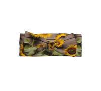 WZYWHJ Trois tournesols sur un motif en bois avec nœud pour bébé et accessoires pour cheveux souples pour nouveau-nés et filles