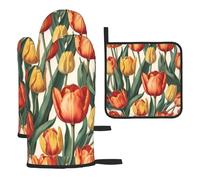 WZYWHJ Tulip Group Lot de 3 maniques de cuisine en tissu épais, durable et imperméable pour la protection contre la chaleur