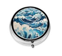 WZYWHJ Ukiyo-e Boîte à médicaments circulaire avec compartiments Motif vagues