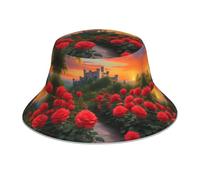 WZYWHJ Un beau château imprimé chapeau de pêcheur double face réfléchissant plein air voyage été plage chapeau de soleil noir