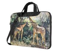 WZYWHJ Une paire de girafes Imprimés Ultra-mince Portable Simple Épaule Sac Ordinateur Portable Accessoires Informatique Doux Antichoc pour Ordinateur Portable, Noir , 15.6 inch
