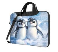 WZYWHJ Une paire de petits pingouins Sac à bandoulière ultra-mince portable pour ordinateur portable Accessoires informatiques Doux antichoc pour ordinateurs portables, Noir , 14 inch