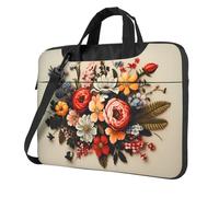 WZYWHJ Vintage Floral Flowers Picture Ultra-mince Portable Single Shoulder Laptop Bag Computer Accessories Soft Shockproof for Laptops, Noir , 15.6 inch