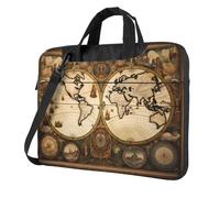 WZYWHJ Vintage Old World Map Printing Ultra-Thin Portable Single Shoulder Laptop Bag Computer Accessories Soft Shockproof for Laptops, Noir , 15.6 inch