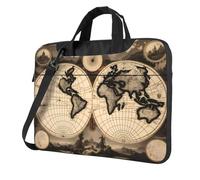 WZYWHJ Vintage Old World Map Prints Ultra-mince Portable Single Shoulder Laptop Bag Computer Accessories Soft Shockproof for Laptops, Noir , 15.6 inch