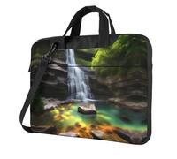 WZYWHJ Waterfall Views Sac pour ordinateur portable avec intérieur doux, plusieurs poches, idéal pour les hommes, les voyages et les affaires, Noir/blanc, 13 inch