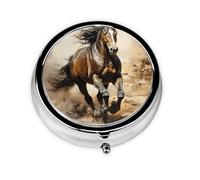 WZYWHJ Western Horse Printing Boîte à médicaments circulaire de voyage portable avec compartiments Mini distributeur de pilules