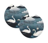 WZYWHJ White Swan Lot de 2 dessous de verre en caoutchouc pour voiture Facile à nettoyer Protège l'intérieur du véhicule