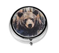 WZYWHJ Wild Bear Prints Boîte à médicaments circulaire portable avec compartiments