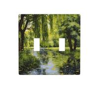 WZYWHJ Willow trees by the pond Plaque murale décorative imprimée 11,4 x 11,4 cm, durable et élégante pour les zones résidentielles et commerciales