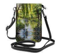 WZYWHJ Willow trees by the pond Sac à bandoulière en cuir imprimé pour téléphone portable - Cadeau polyvalent pour femme, marche, camping, shopping et voyage