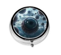 WZYWHJ Yeux Bleus Imprimée Circulaire Médicament Boîte Rangement Portable Voyage avec Compartiments Mini Pilulier Distributeur