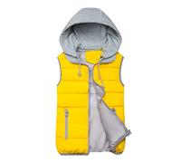 WZYYDS Doudoune Sans Manches Femme Capuche Zippé Veste Duveteuse Gilet Sans Manche Femme Courtes Veste Matelassée Légère Manteau Femme Hiver Chic Chaude Blouson