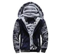 WZYYDS Homme Hiver Chaud Sweats Épaisse Veste Zippé À Capuche Doublée Polaire Manteaux Doux Pull Hiver Pas Cher Hoodie Blousons Sweat-Shirts Manches Longues Veste Travail De Sport