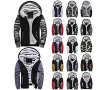 WZYYDS Homme Hiver Chaud Sweats Épaisse Veste Zippé À Capuche Doublée Polaire Manteaux Doux Pull Hiver Pas Cher Hoodie Blousons Sweat-Shirts Manches Longues Veste Travail De Sport