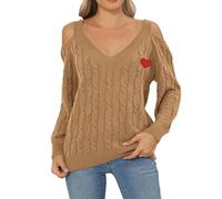 WZYYDS Pull Ample à éPaules DéNudéEs pour Femme T-Shirts à Manches Longues Femme Hauts Sexy à éPaules DéNudéEs Pull éLéGant Et DéContracté Pullover Chic Confortable Mode Streetwear Haut