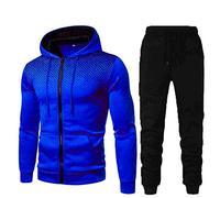 WZYYDS Tenue Sport Homme Décontracté Hooded Survetement Ensemble Jogging Homme Sport Chic Veste Zippée Avec Capuche Pantalon Jogging De Sport Ac Bleu 3XL