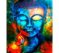 WZZPSD Peinture par Numéro Bouddha Avatar avec des Fleurs DIY Unique Moderne Cadeau Home Decor Style