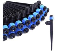 Wzzy Gurden 100 Pièces Goutteur Irrigation Réglable pour Tube 4/7 mm, 360 Degrés Micro Asperseur Goutte à Goutte avec Connecteur Barbelé & Piquet de Support, Goutteur D'irrigation Insertion