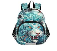 Wzzzsun Mignon Roi Tigre Bleu Sac à Dos pour Enfant Sacs a Dos Maternelle Fille Garçon Cartable Sac école de Enfants Primaire Voyage