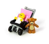 X-14 Lego Figurine de Famille pour bébé en Poussette avec Ours en Peluche