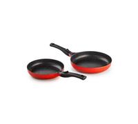 Pradel Excellence - PCUI003001 - Lot de 2 Poêles en Fonte d'Aluminium Magma Ø24/28cm - Revêtement Anti-Adhésif Façon Pierre - 2 Manches Amovibles - Tous Feux, Noir