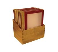 x 20 porte-menus avec cadre bois Securit rouge - Format A4 - Bois