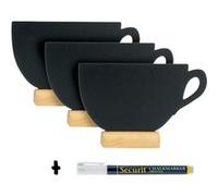 x 3 mini Silhouettes ardoise ''tasse'' base en bois Feutre craie inclus Securit G