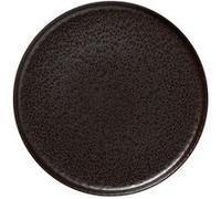 x 4 assiettes en Grès Marron métallisé H 30 mm Diamètre 330 mm