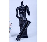 X+4 assis Mannequin noir mat laqué haut de gamme sans tête avec plaque métal femme Femme