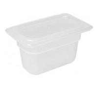 x 4 bacs en plastique alimentaire avec couvercle GN 1/9 - Vogue 100 mm - Polypropylène85 cl NC G