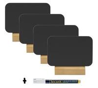 x 4 Silhouettes mini ardoise ''rectangle'' Socle en bois Feutre craie inclus Securit