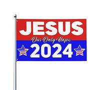 x 5 Jésus 2024 Notre seul espoir Drapeau bannière Christ Jésus 2024 Yard Sign Christian God Bless America Drapeau pour mur extérieur avec œillets métalliques sans mât de drapeau