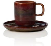 x 6 tasses à espresso et soucoupes en Grès 0,09 L Amazonie H 65 mm