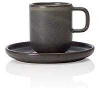 x 6 tasses à espresso et soucoupes en Grès 0,09 L Gris pierre H 65 mm