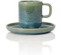 x 6 tasses à espresso et soucoupes en Grès 0,09 L Vert myrte H 65 mm