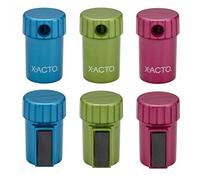 X-ACTO Lot de 6 taille-crayons manuels avec dessus rotatif magnétique, couleurs assorties