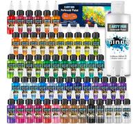 X ARTY HUB Peinture Aérographe - 54 Couleurs avec 250 ml Diluants, Peinture Acrylique Irisées, Néon et Métalliques Prêtes à l'Emploi, Set de Peinture Aérographe à Base d'Eau