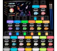 X ARTY HUB Peinture Phosphorescente, 15 x 60 ml Peintures Acryliques, Peinture Fluorescente pour UV et Lumière Noire, Adaptée à une Utilisation Intérieur/Extérieur (avec 2 Pinceaux)