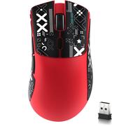 x Attack Shark R1 59 g Souris de Jeu sans Fil légère tri-Mode avec Autocollants antidérapants, 2,4 GHz/BT/Filaire, 5 Boutons programmables, 6 DPI réglables jusqu'à 18 000, PAW3311-rouge