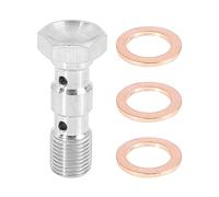 X AUTOHAUX 1 Ensemble M10x1.0 Métrique Filetage Double Banjo Boulon Frein Raccord Adaptateur