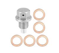 X AUTOHAUX 1 Ensemble Vis Vidange M12x1,75 Bouchon Carter d'Huile Moteur avec 5 Rondelles pour Voiture Argenté